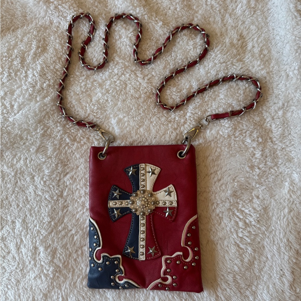 Western Crossbody Bag with Studded Cross